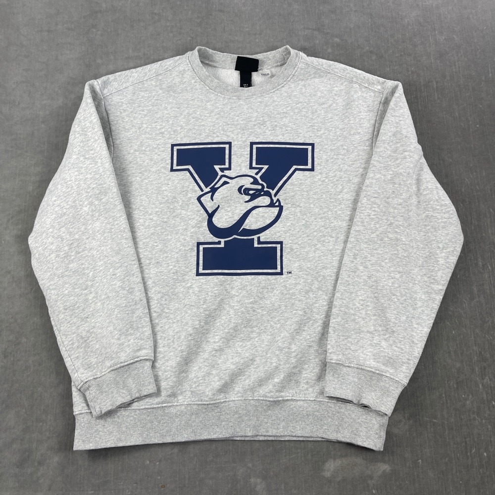 Yale University H&M Mens Small Gray Sweatshirt‎ Relaxed Fit Bulldog Graphic